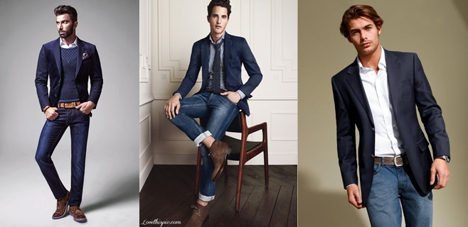 Áo blazer nam kết hợp với quần jean